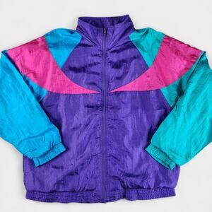 Vintage Longstreet Missy Jacket Women's Large Purple Full Zip Lined Windbreaker
